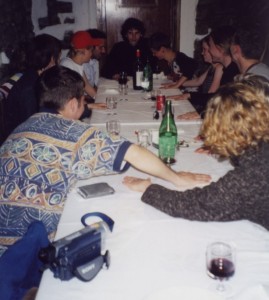 Improvisierte Regiebesprechung beim Abendessen in Florenz